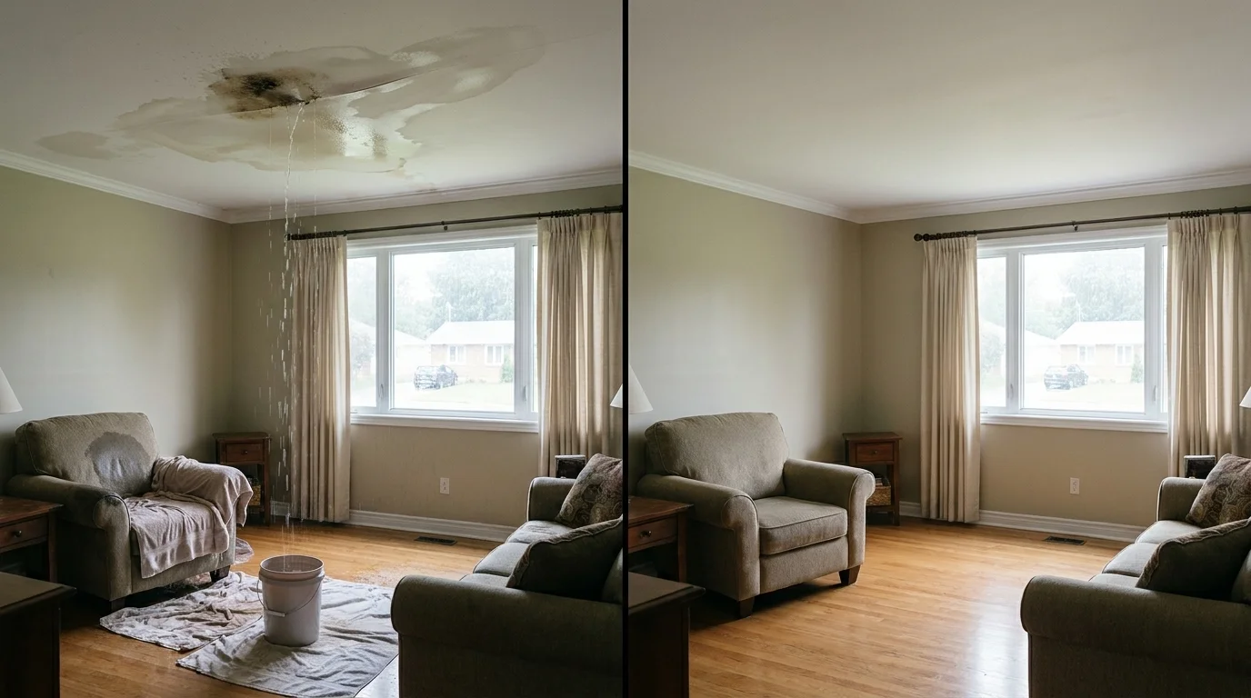 Roofing before and after by Exquisite Roofing and Exteriors LLC