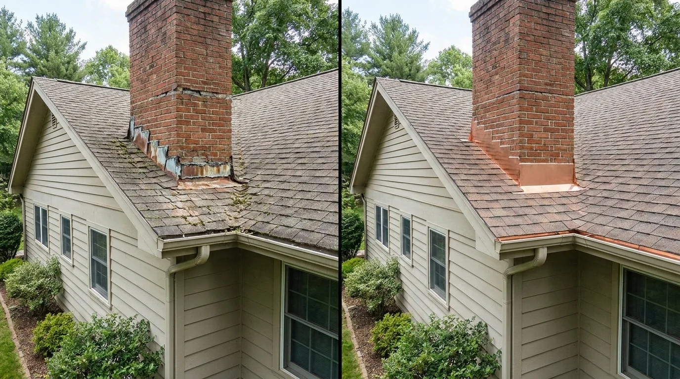 Roofing before and after by Exquisite Roofing and Exteriors LLC